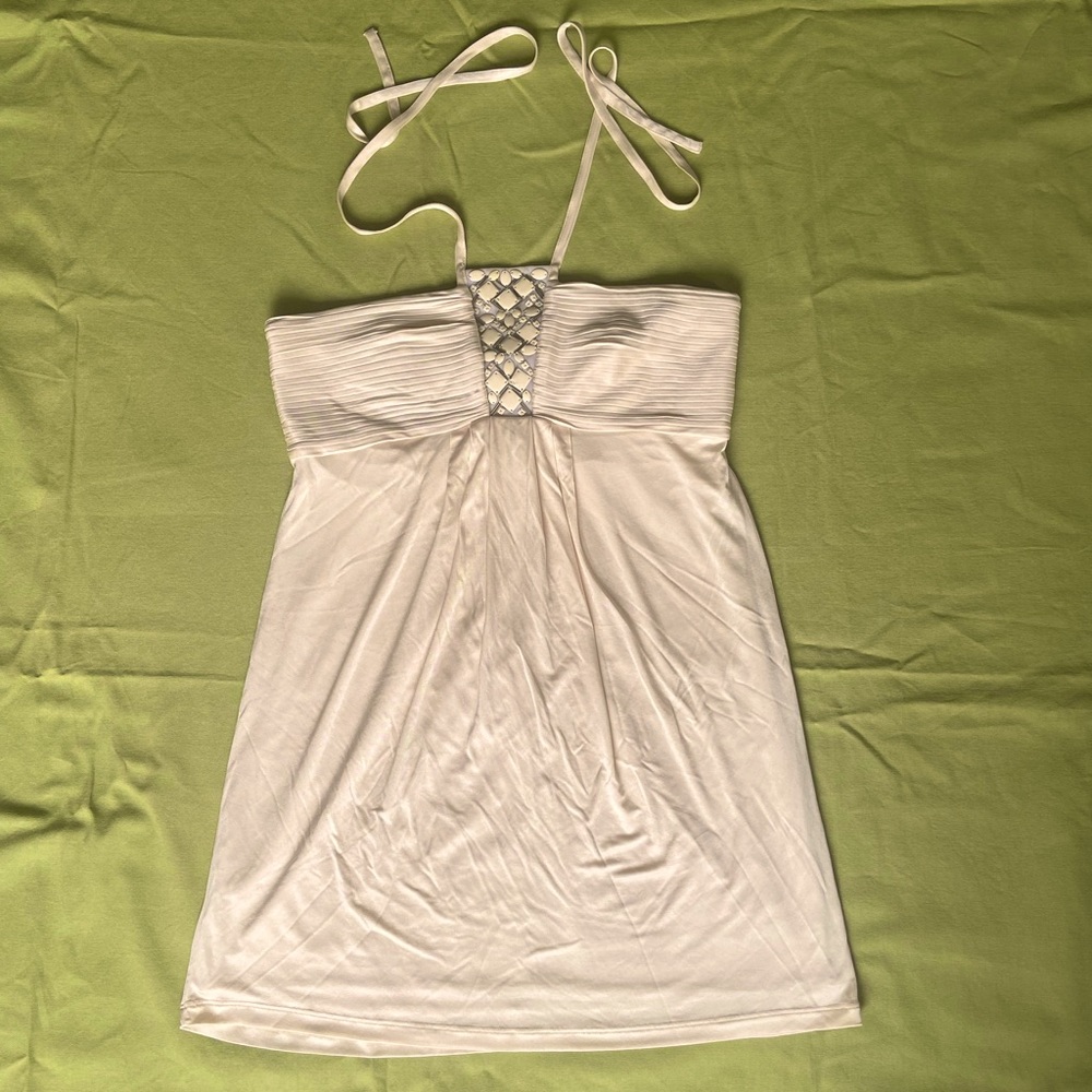 M - Beautiful BCBG Max Azria Cream Halter Dress with Spaghetti Straps